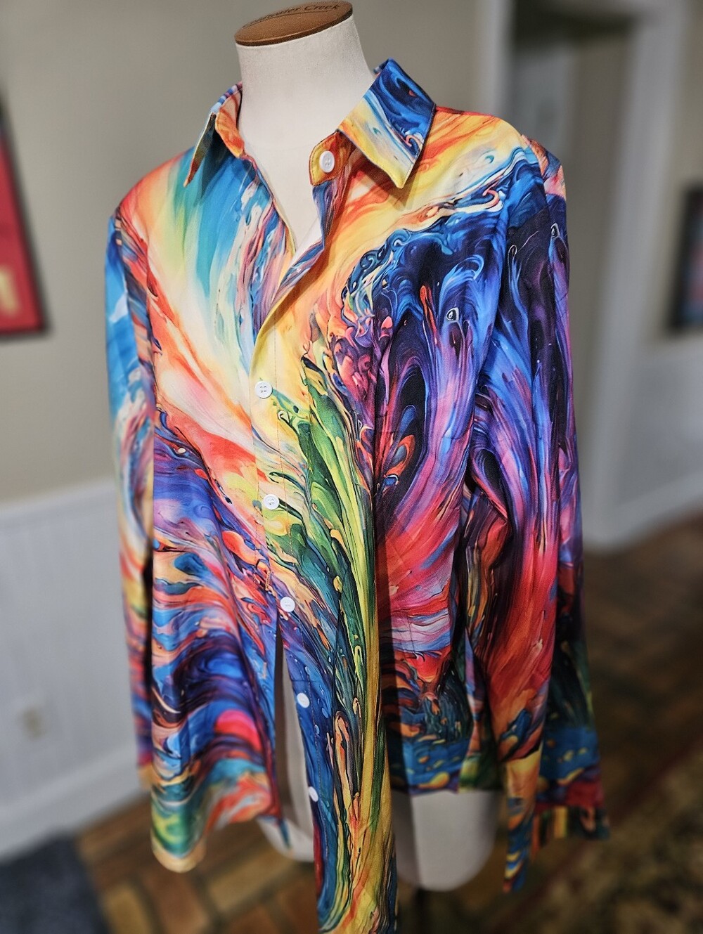 Psychedelic Button Down Top XXL